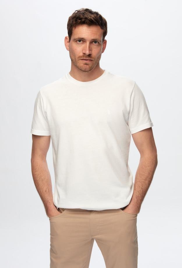 Damat Beyaz Pamuk Modal Karışımlı T-Shirt - 8683408776832 | Damat Tween