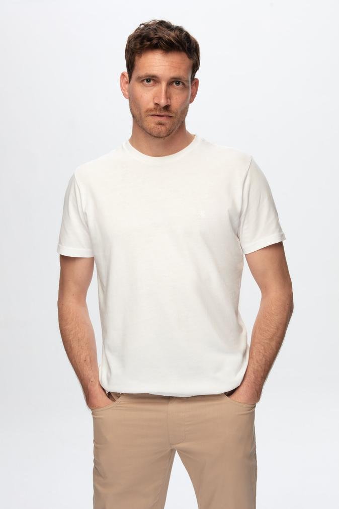 Damat Beyaz Pamuk Modal Karışımlı T-Shirt - 8683408776832 | Damat Tween