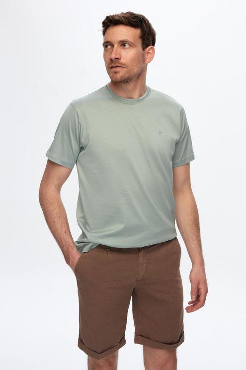 Damat Regular Fit Mint Nakışlı Merserize T-Shirt - 8683408791132 | Damat Tween