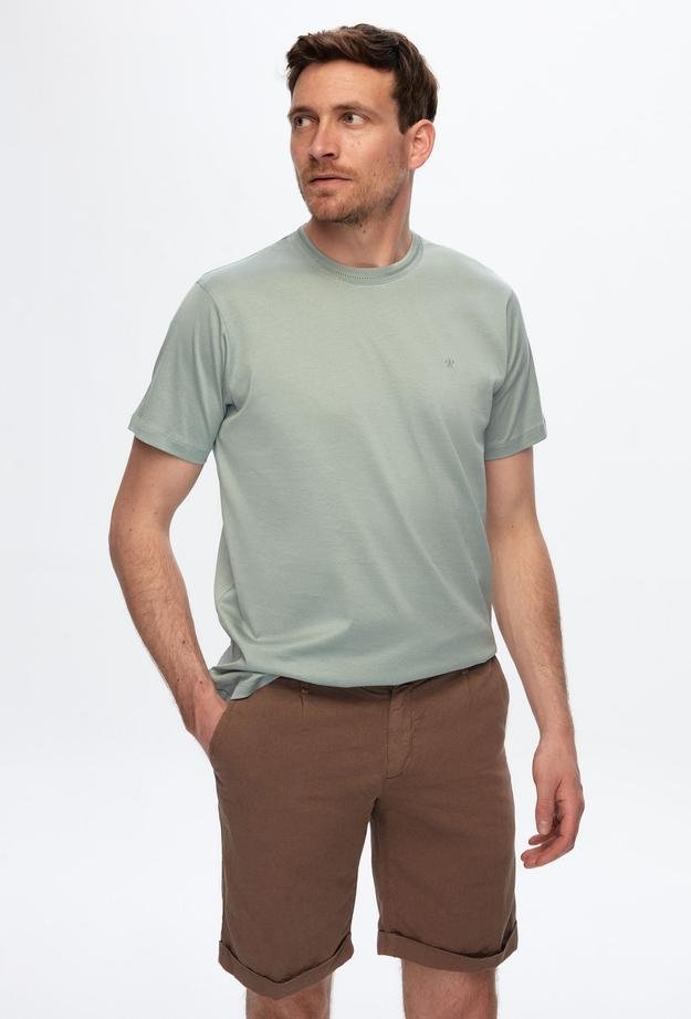 Damat Regular Fit Mint Nakışlı Merserize T-Shirt - 8683408791118 | Damat Tween