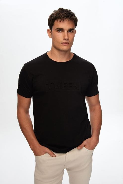Tween Siyah Kabartmalı T-Shirt - 8683408680511 | Damat Tween