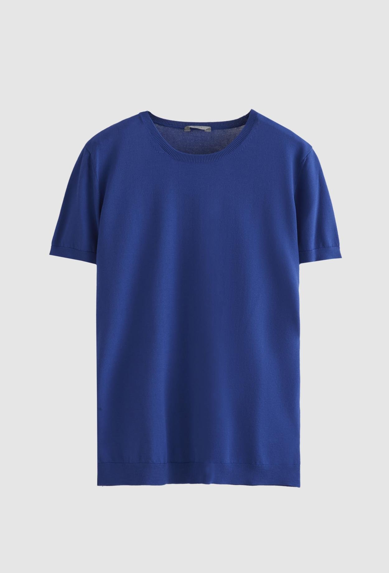 Twn Slim Fit Kobalt Düz Örgü Rayon Örme T-Shirt