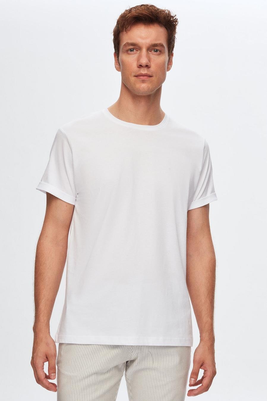 Ds Damat Slim Fit Beyaz %100 Pamuklu T-Shirt - 8682060252418 | D'S Damat