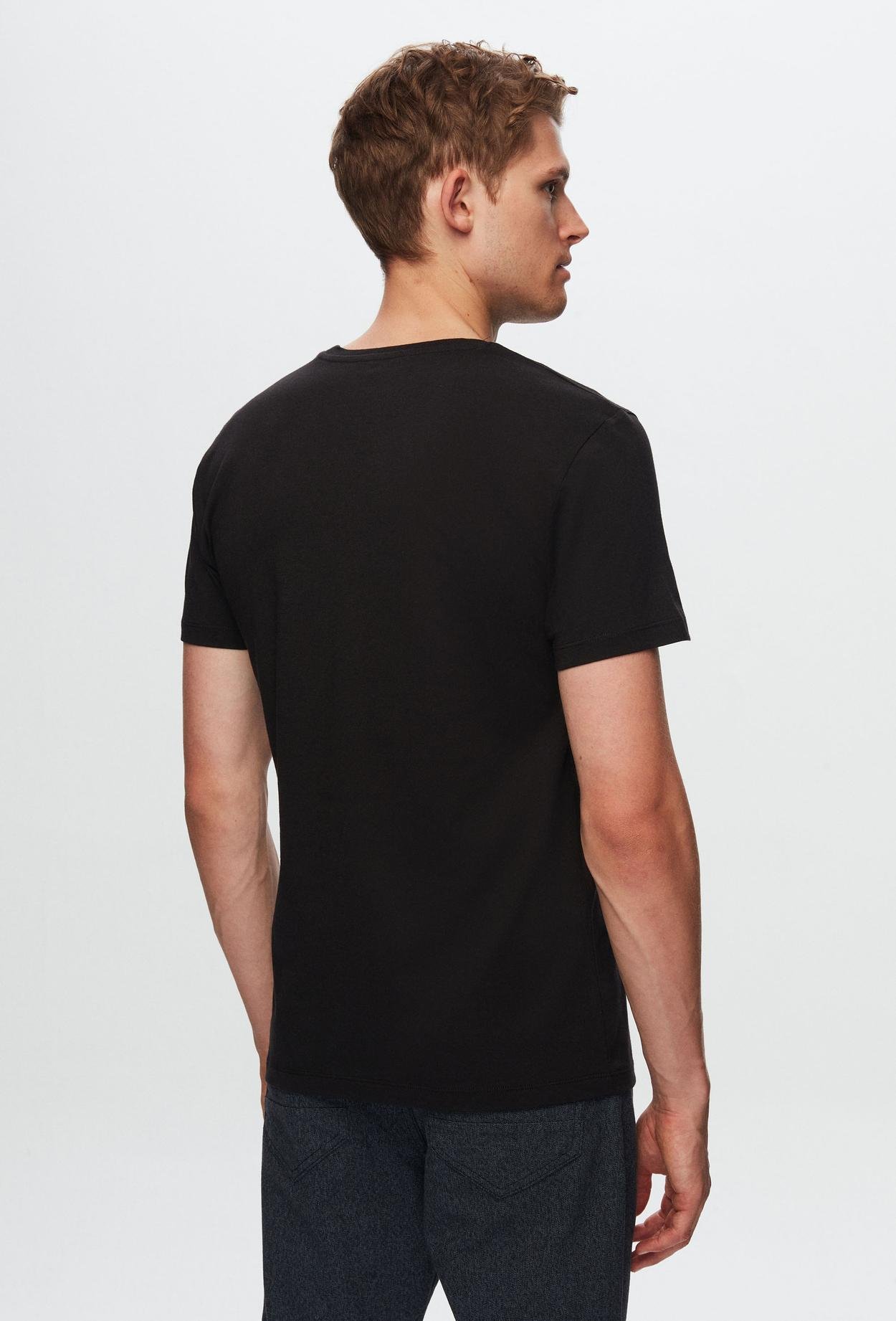 Twn Slim Fit Siyah Baskılı %100 Pamuk T-Shirt