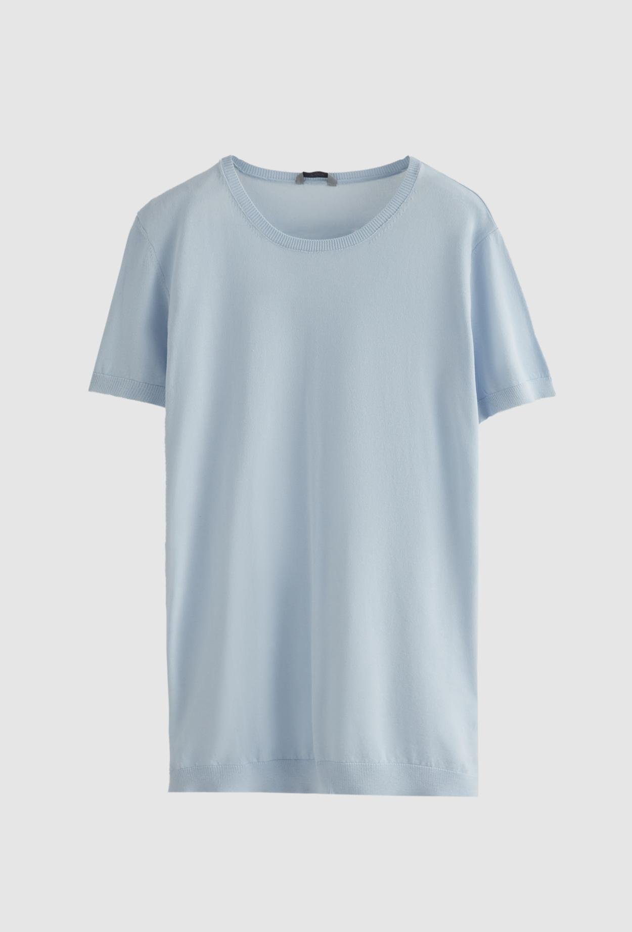 Twn Slim Fit Mavi Düz Örgü Rayon Örme T-Shirt