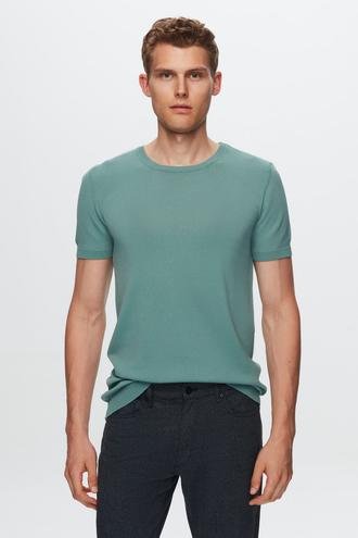 Twn Slim Fit Mint Düz Örgü Rayon Örme T-Shirt - 8683219041006 | D'S Damat