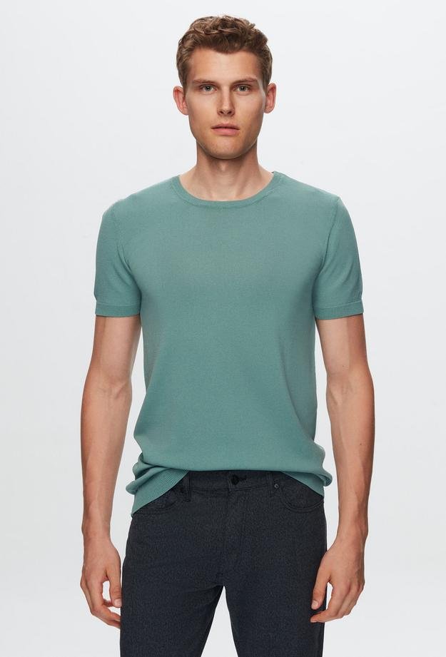 Twn Slim Fit Mint Düz Örgü Rayon Örme T-Shirt