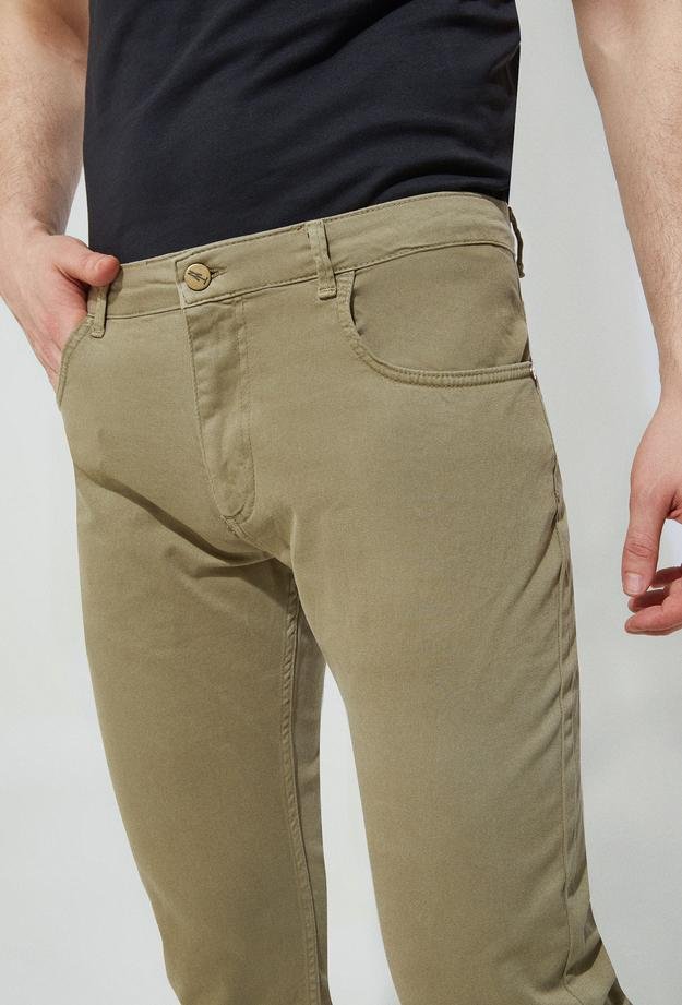 Twn Slim Fit Yeşil Armürlü Denim Pantolon