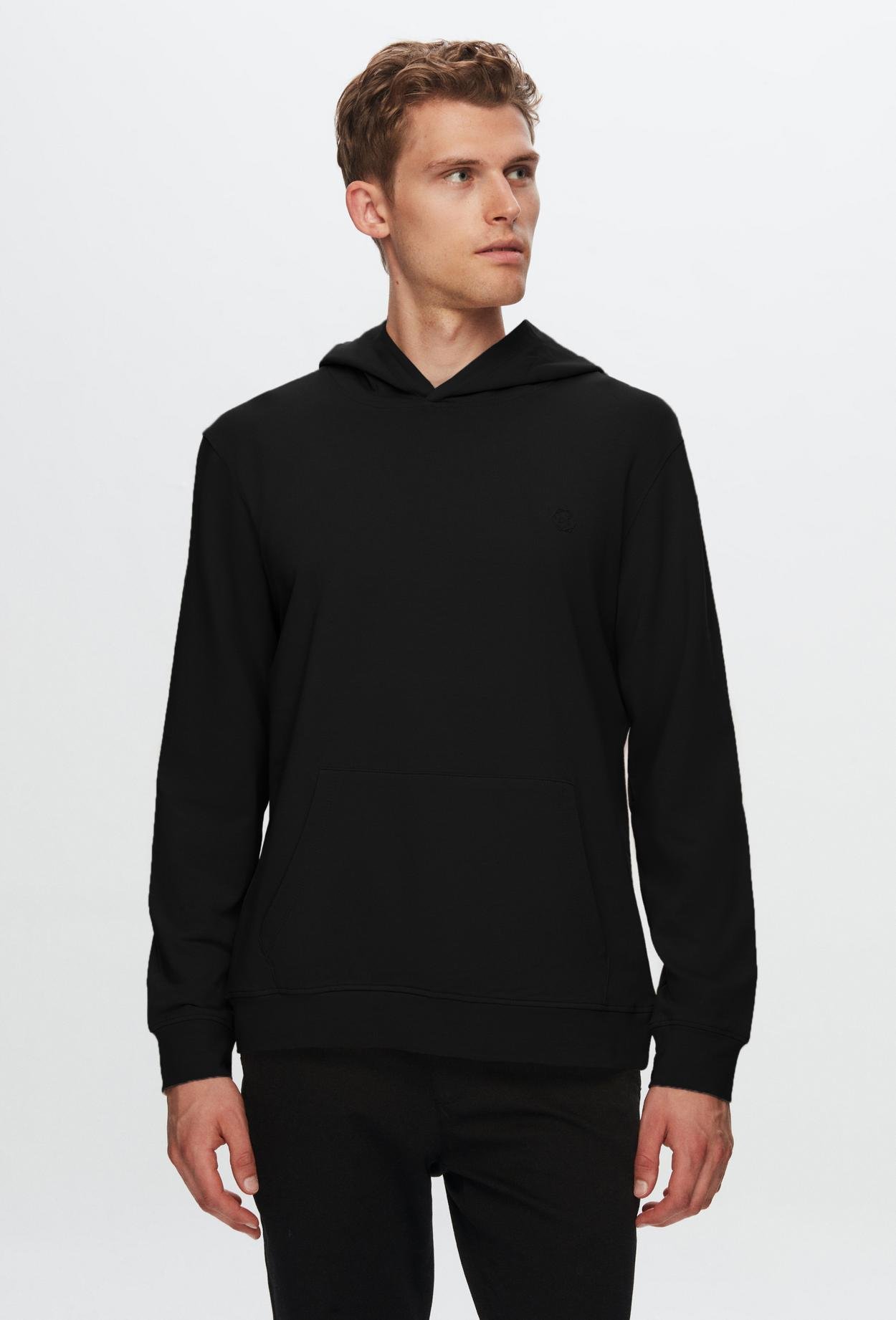 Ds Damat Relaxed Fit Siyah Pamuklu Logo Baskılı Sweatshirt