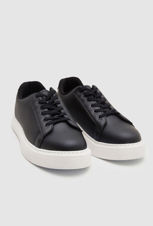 Twn Siyah Kalın Beyaz Tabanlı Sneaker Ayakkabi