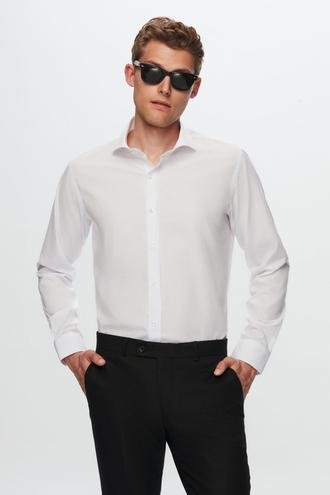 Ds Damat Slim Fit Beyaz İtalyan Yaka Gömlek - 8681779951865 | D'S Damat