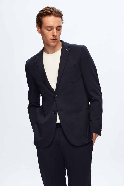 Tween Slim Fit Lacivert Düz Viskon Karışımlı Bi Stretch Takim Elbise - 8684478152465 | Damat Tween