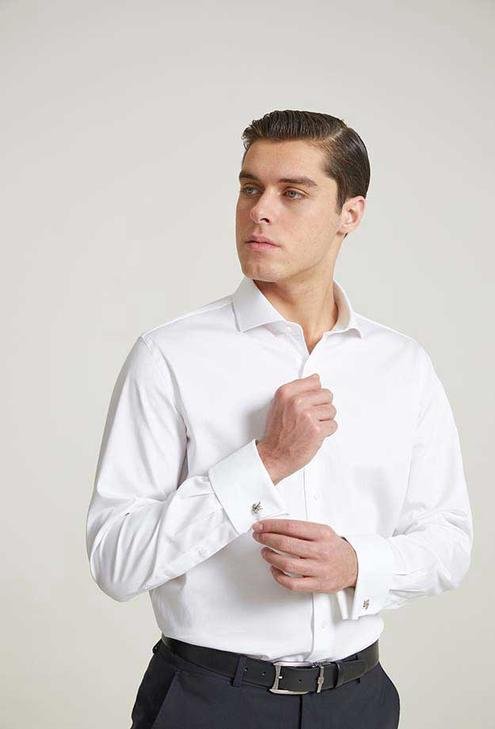 Damat Slim Fit Beyaz Düz Nano Care Gömlek - 8683408601103 | Damat Tween