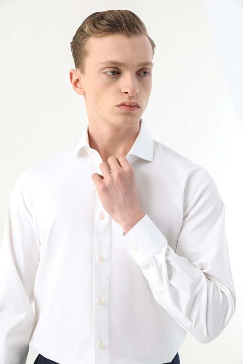 Damat Slim Fit Beyaz Desenli Nano Care Gömlek - 8683408601578 | Damat Tween