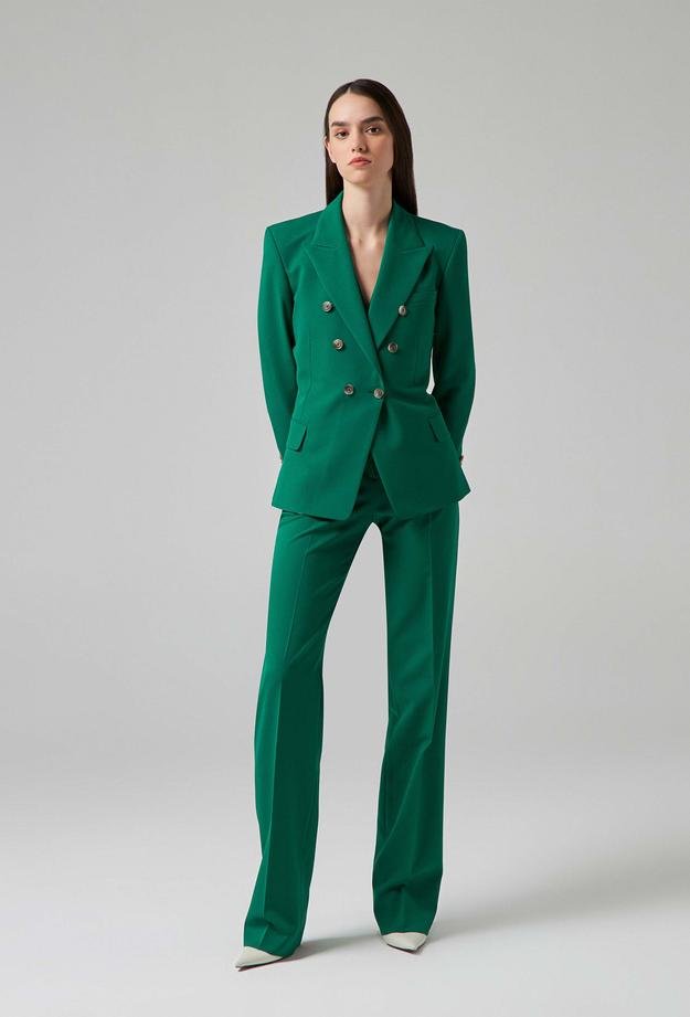 Damat Slim Fit Yeşil Pamuklu Likralı Takim Elbise Yelekli - 8683408748549 | Damat Tween