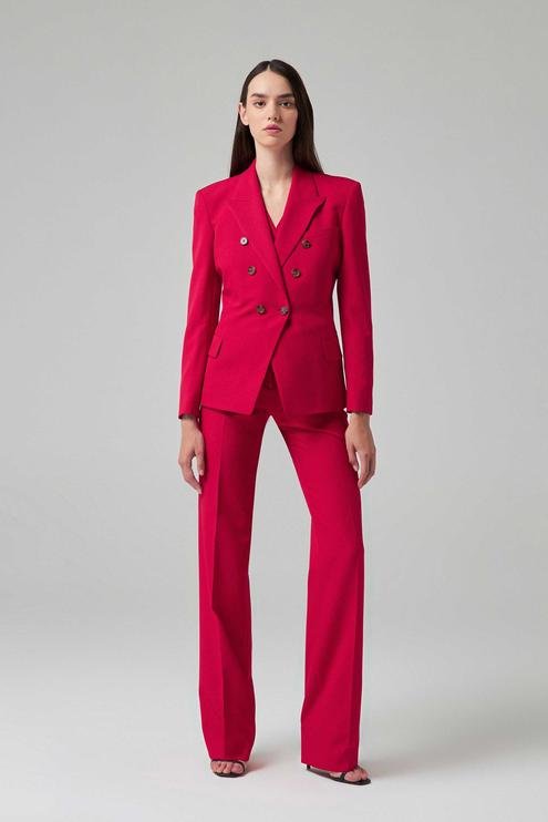 Damat Slim Fit Kırmızı Pamuklu Likralı Takim Elbise Yelekli - 8683408748686 | Damat Tween