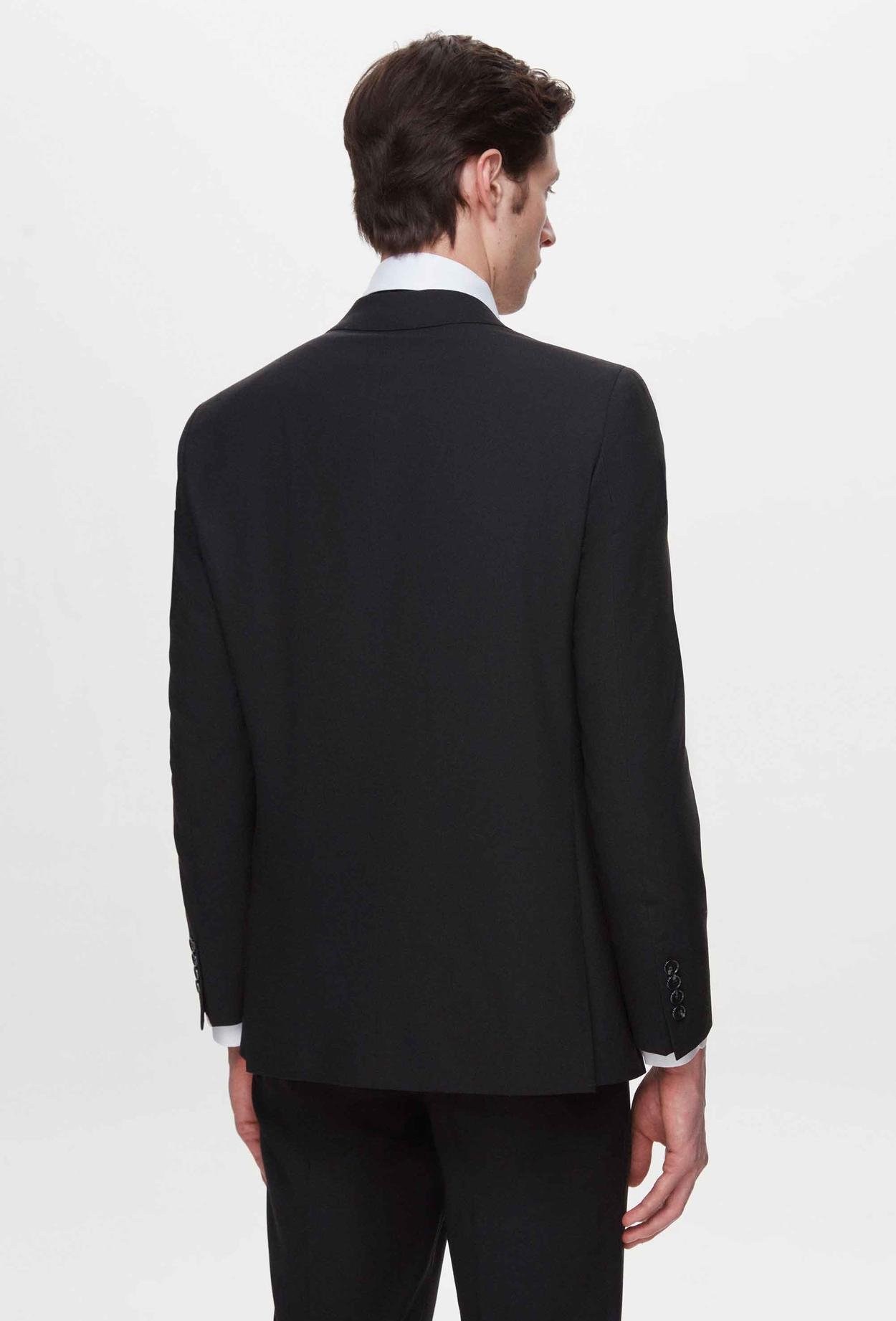 Ds Damat Regular Fit Siyah Düz Yün Karışımlı Takim Elbise