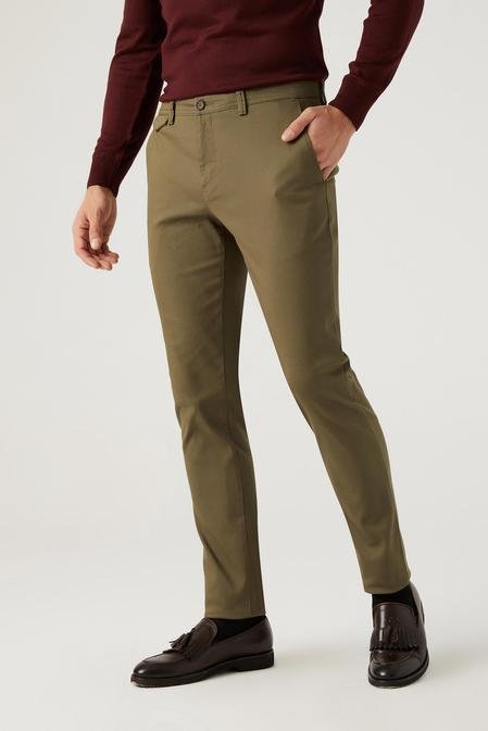 Twn Slim Fit Açık Yeşil Armürlü Chino Pantolon - 8683219869501 | D'S Damat