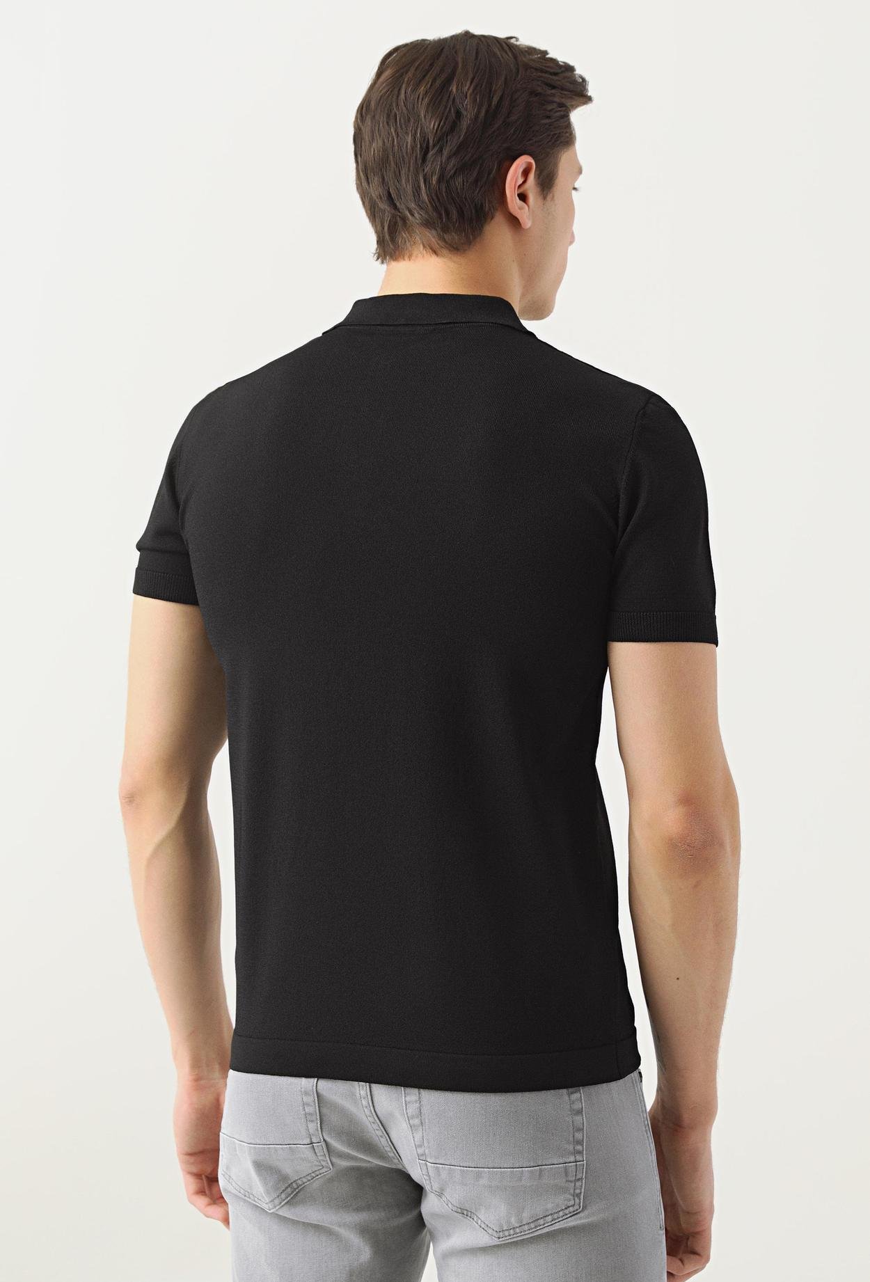 Ds Damat Slim Fit Siyah Düz Örgü T-Shirt