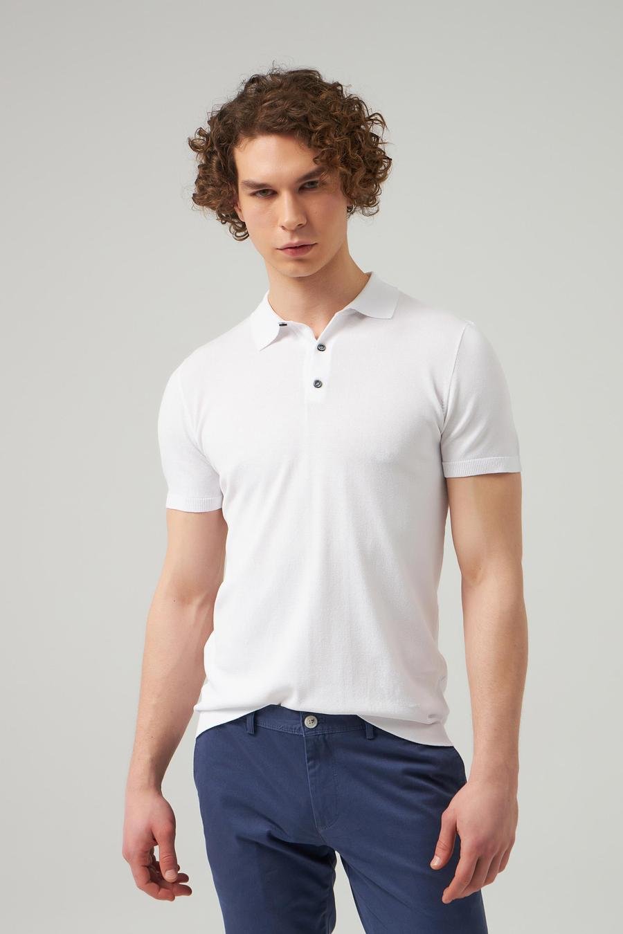 Ds Damat Slim Fit Beyaz Düz Örgü T-Shirt - 8683219880759 | D'S Damat