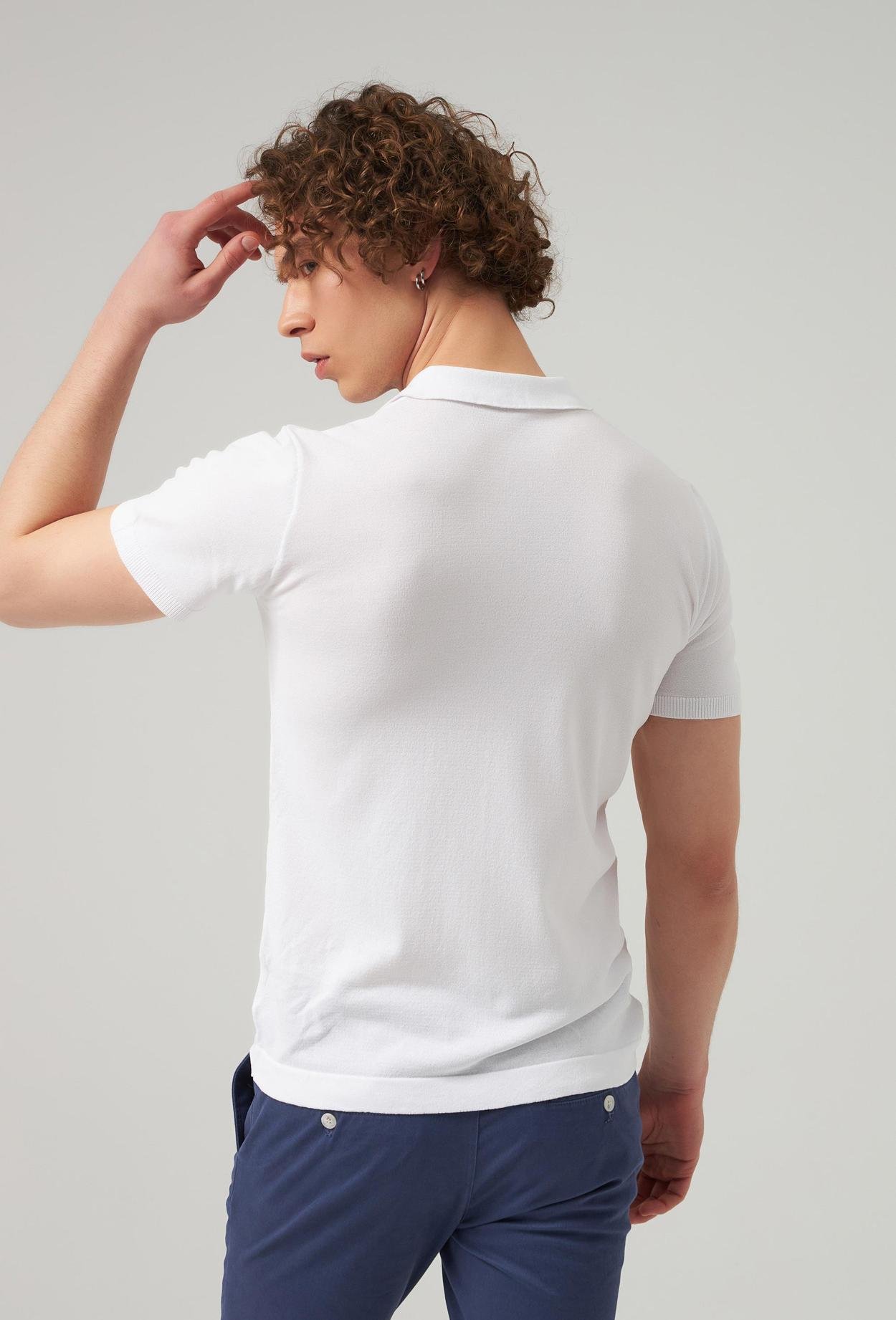 Ds Damat Slim Fit Beyaz Düz Örgü T-Shirt