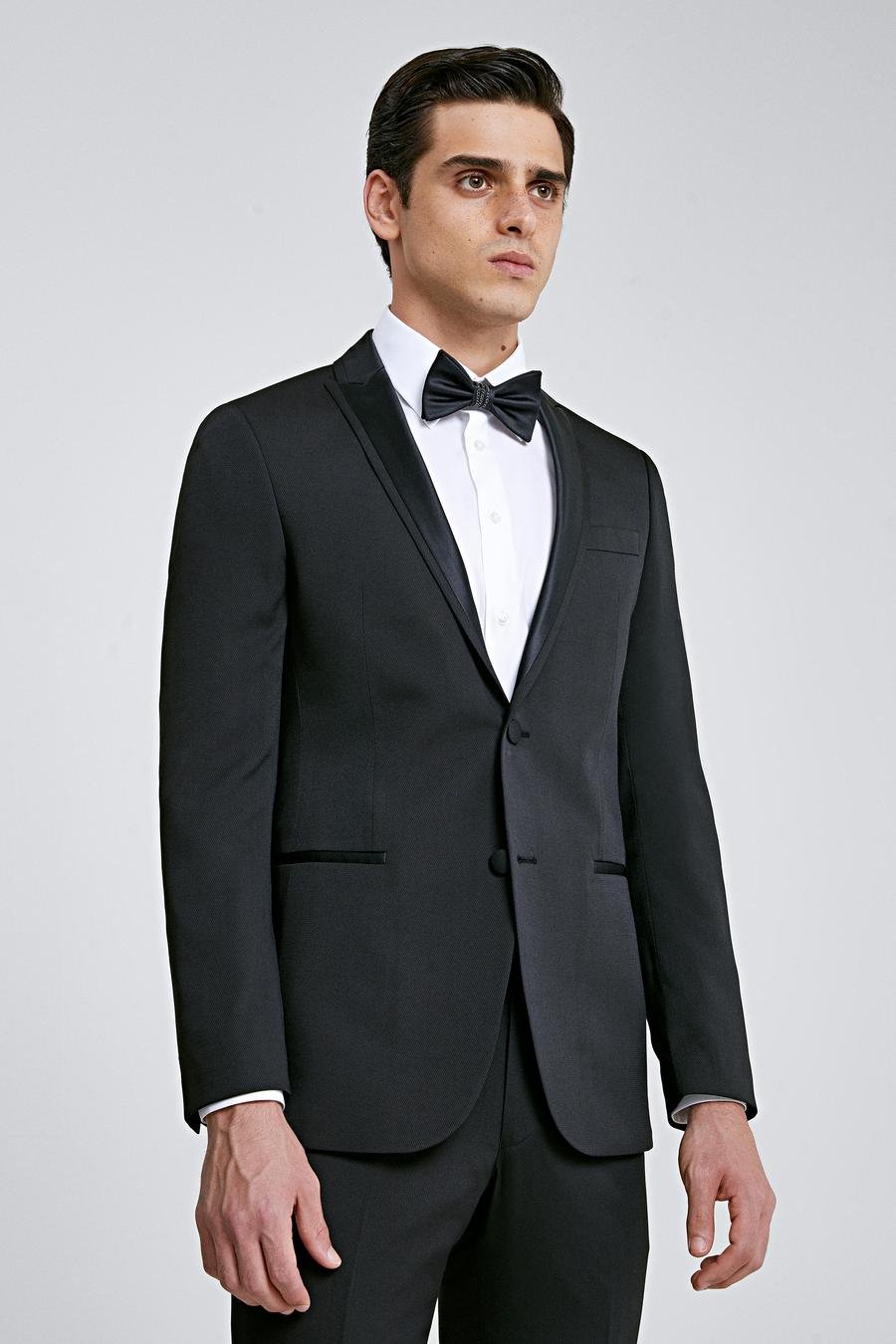 Ds Damat Slim Fit Siyah Armürlü Damatlık & Smokin Takim Elbise - 8683925030615 | D'S Damat