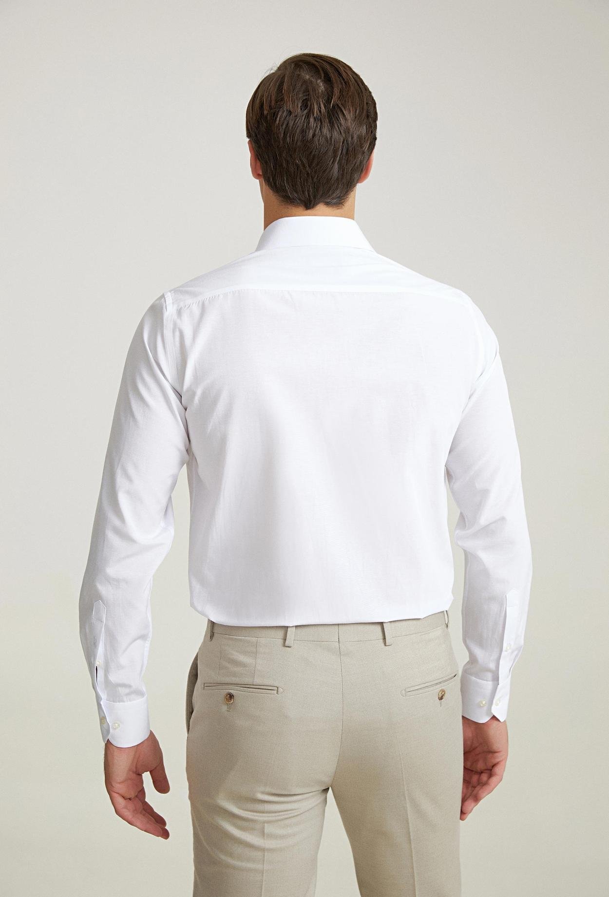 Ds Damat Slim Fit Beyaz Düz Easy Iron Gömlek