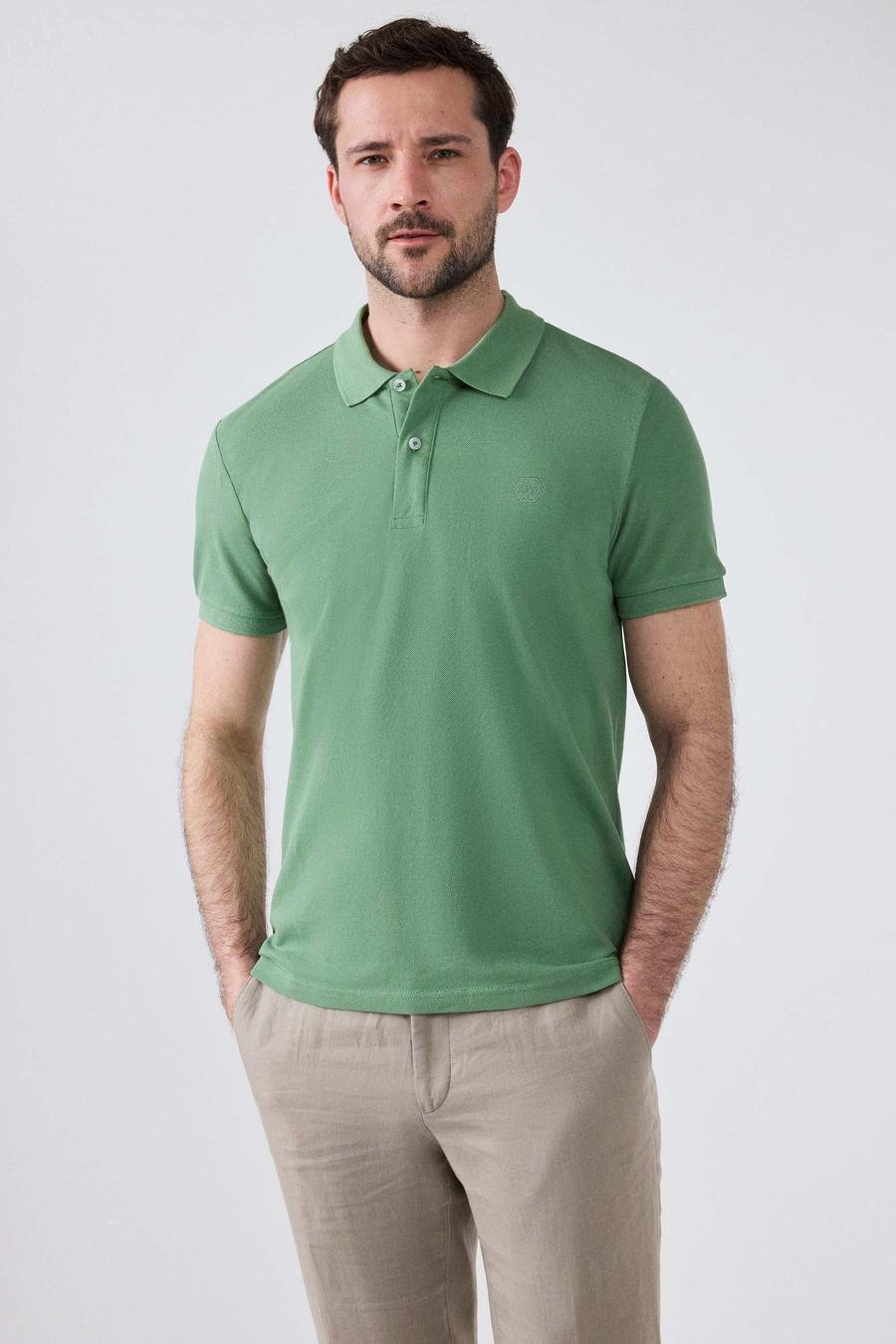 Ds Damat Regular Fit Açık Yeşil %100 Pamuk Polo Yaka Nakışlı T-Shirt - 8683578024849 | D'S Damat