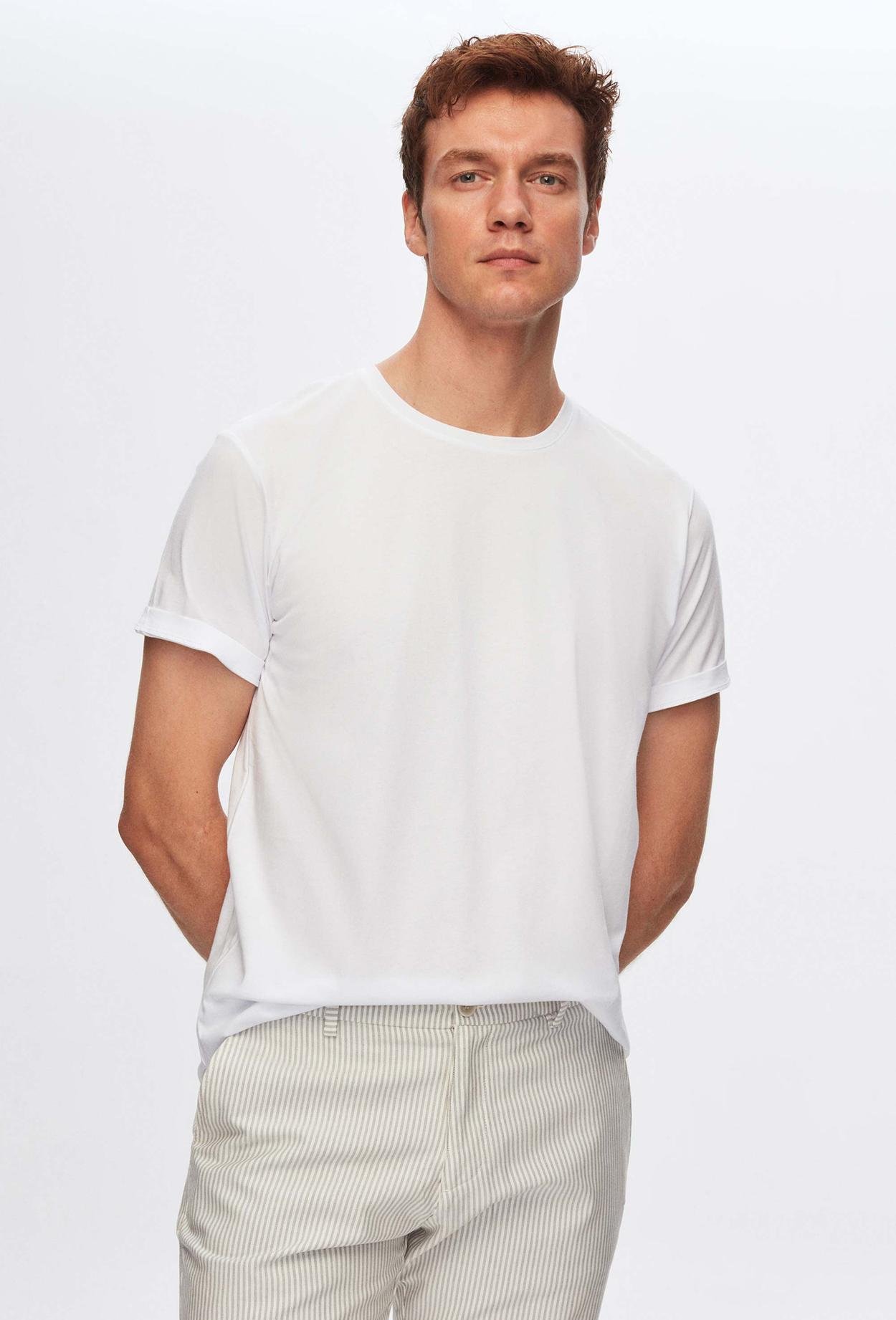 Ds Damat Slim Fit Beyaz %100 Pamuklu T-Shirt