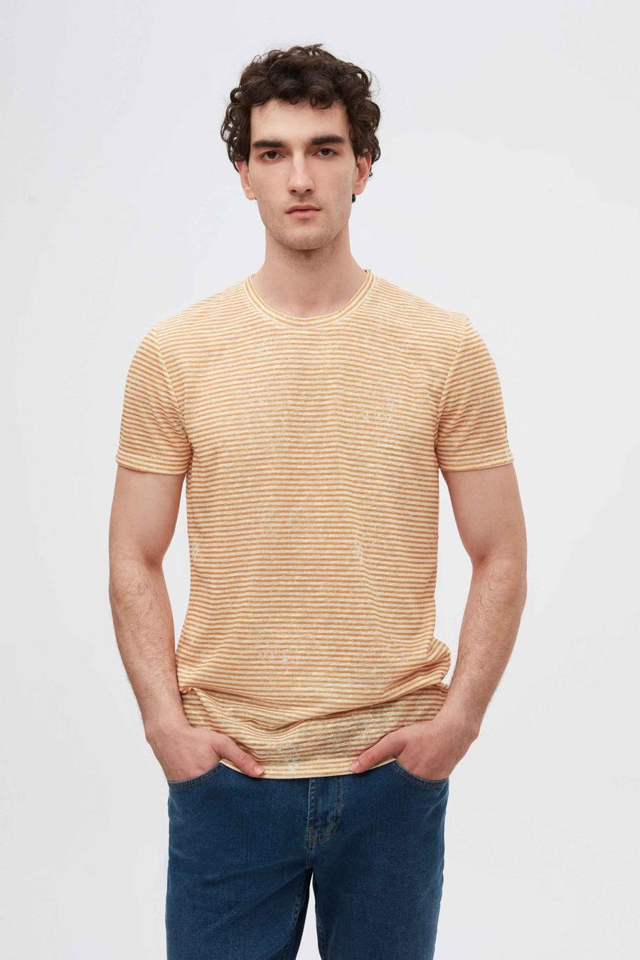 Twn Slim Fit Mango Çizgi Baskılı T-Shirt - 8683219621161 | D'S Damat