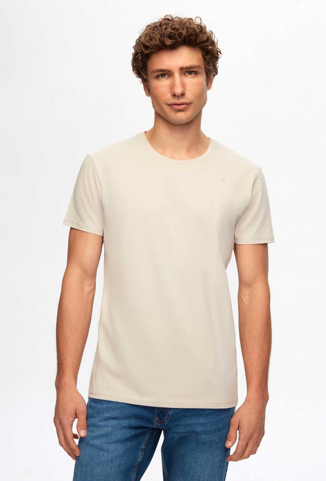 Twn Slim Fit Taş Düz T-Shirt