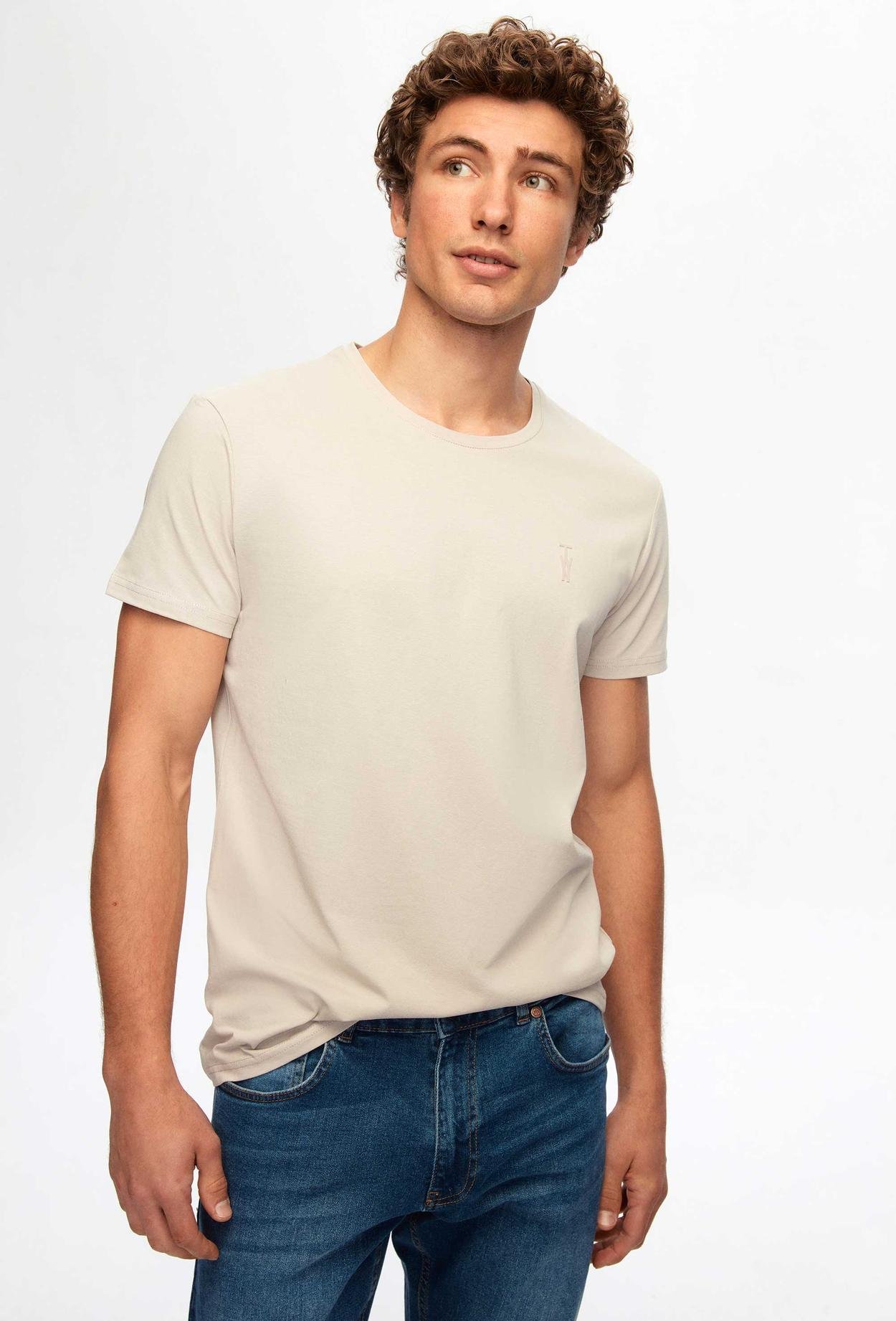 Twn Slim Fit Taş Düz T-Shirt