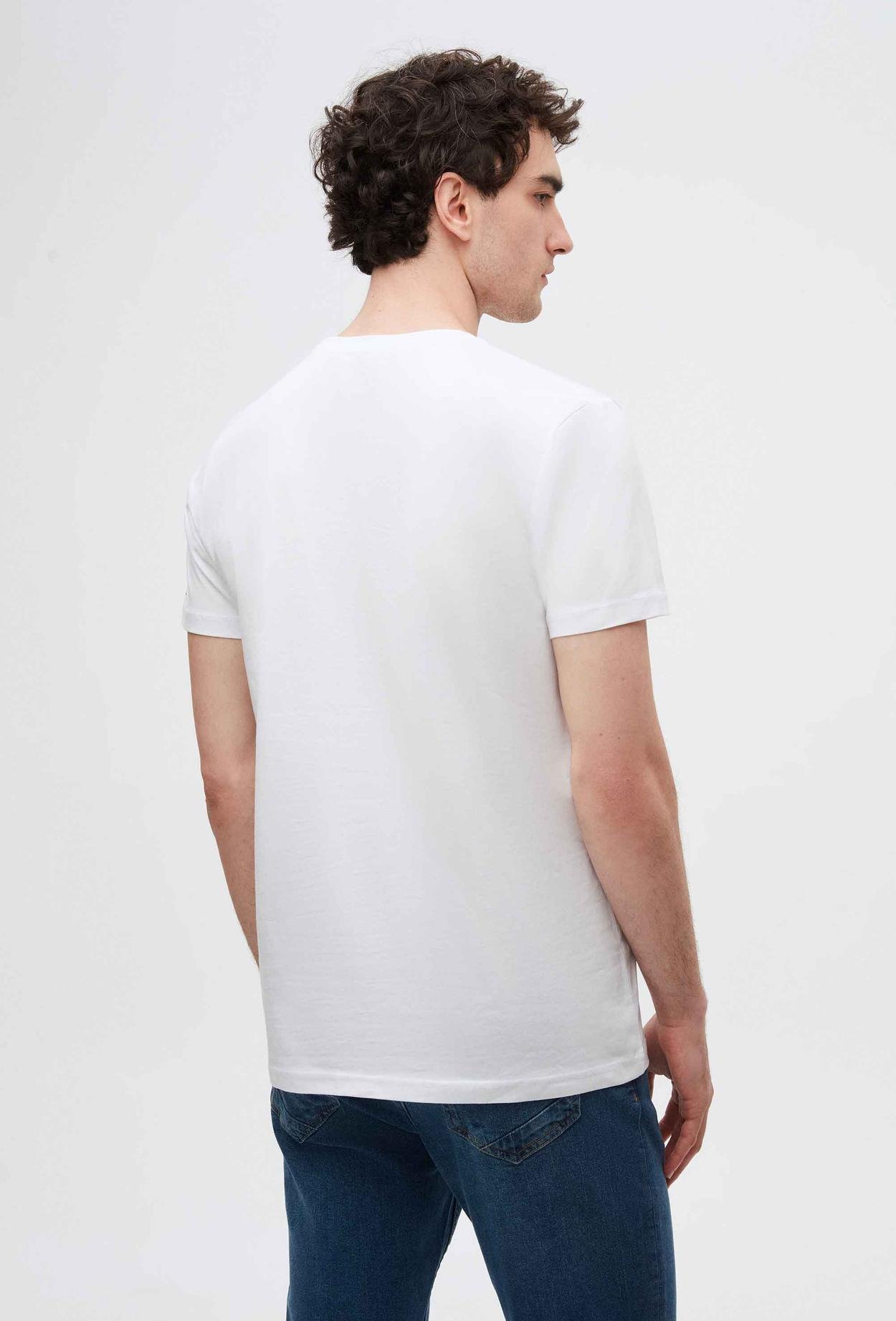 Ds Damat Regular Fit Beyaz Baskılı %100 Pamuk T-Shirt