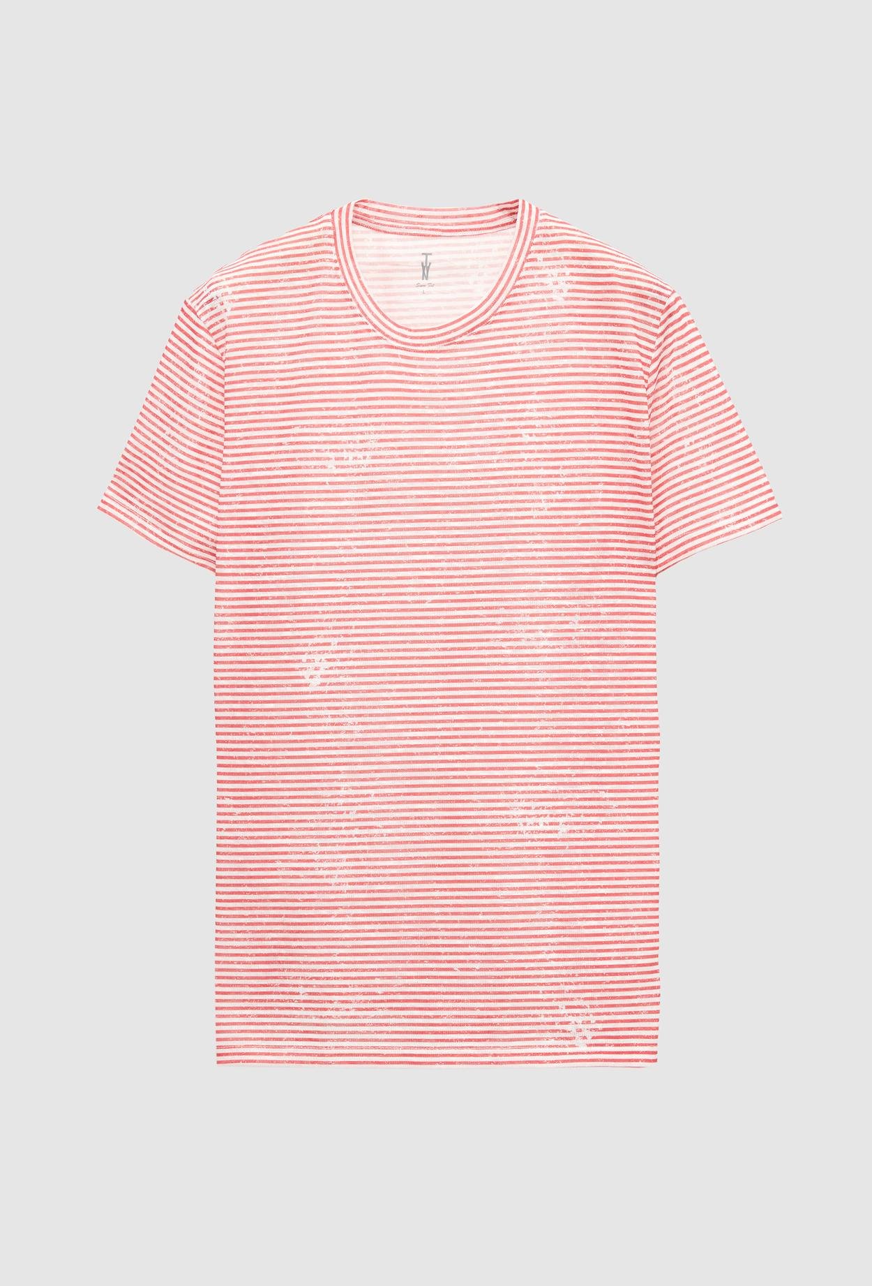 Twn Slim Fit Kırmızı Çizgi Baskılı T-Shirt