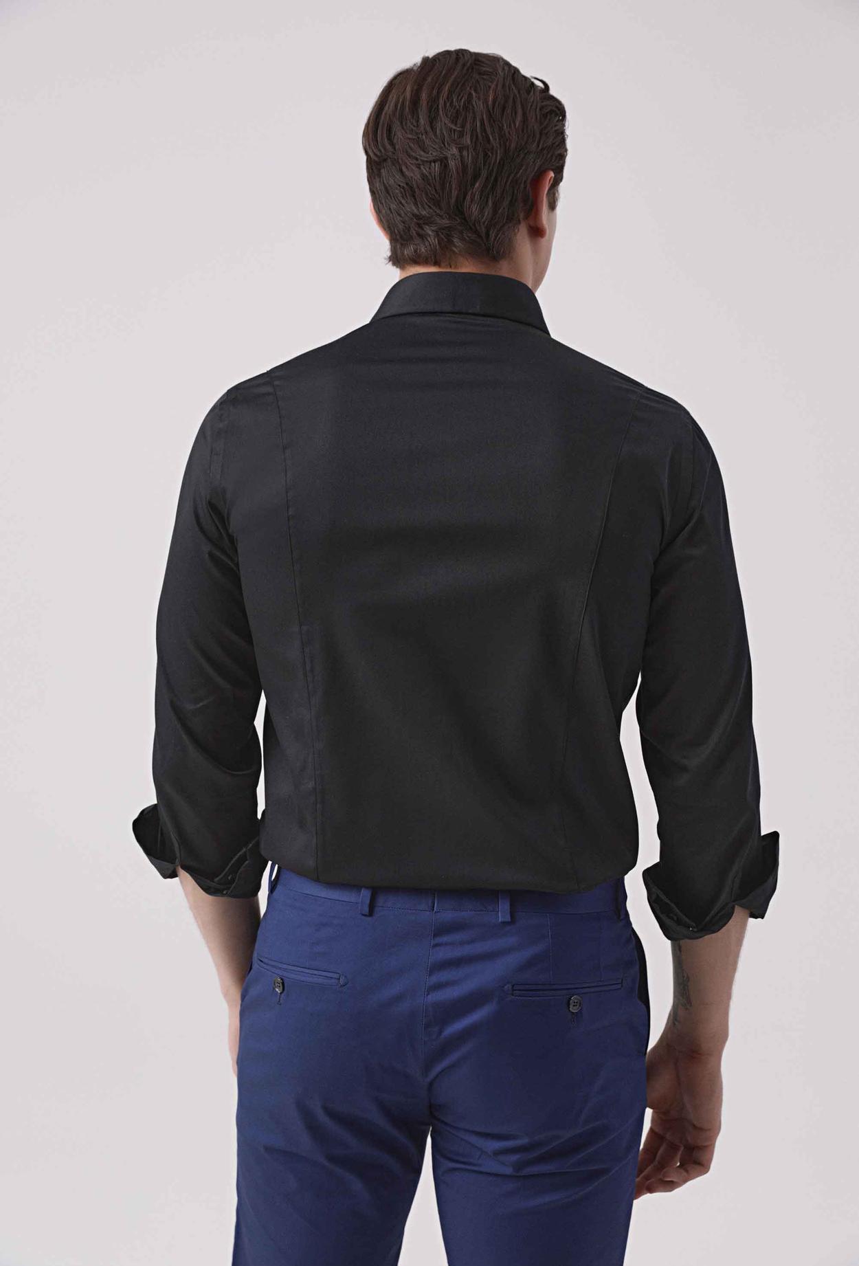 Ds Damat Slim Fit Siyah Düz Gömlek