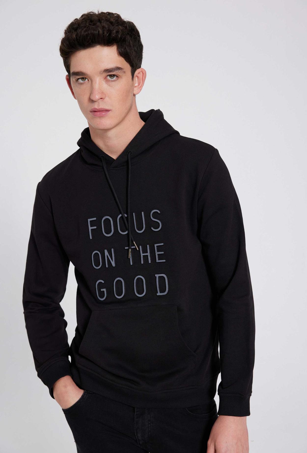 Ds Damat Slim Fit Siyah %100 Pamuk Sweatshirt