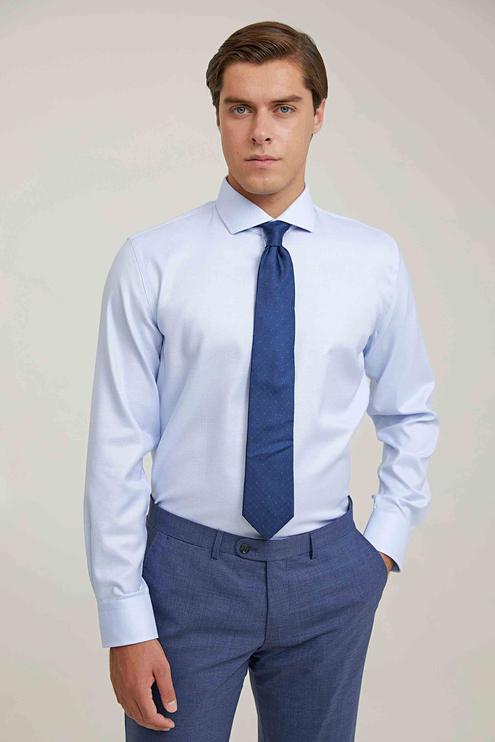 Damat Slim Fit Mavi Desenli Non-Iron Gömlek - 8684478291331 | D'S Damat
