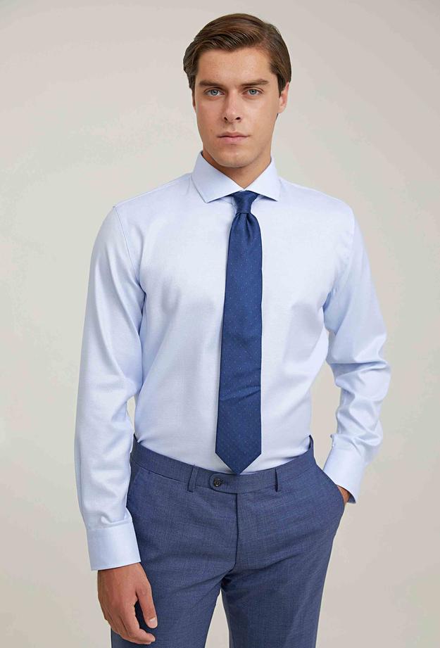 Damat Slim Fit Mavi Desenli Non-Iron Gömlek - 8684478291331 | Damat Tween