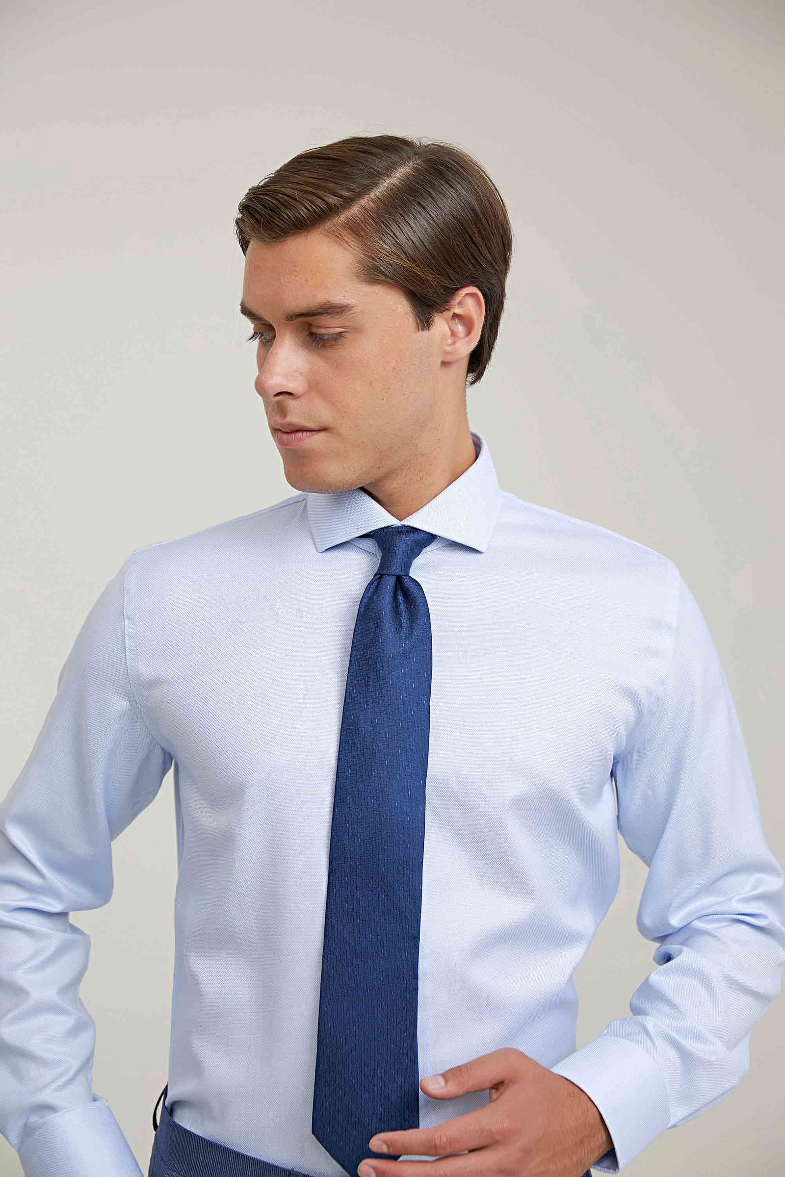 Damat Slim Fit Mavi Desenli Non-Iron Gömlek - 8684478291331 | D'S Damat