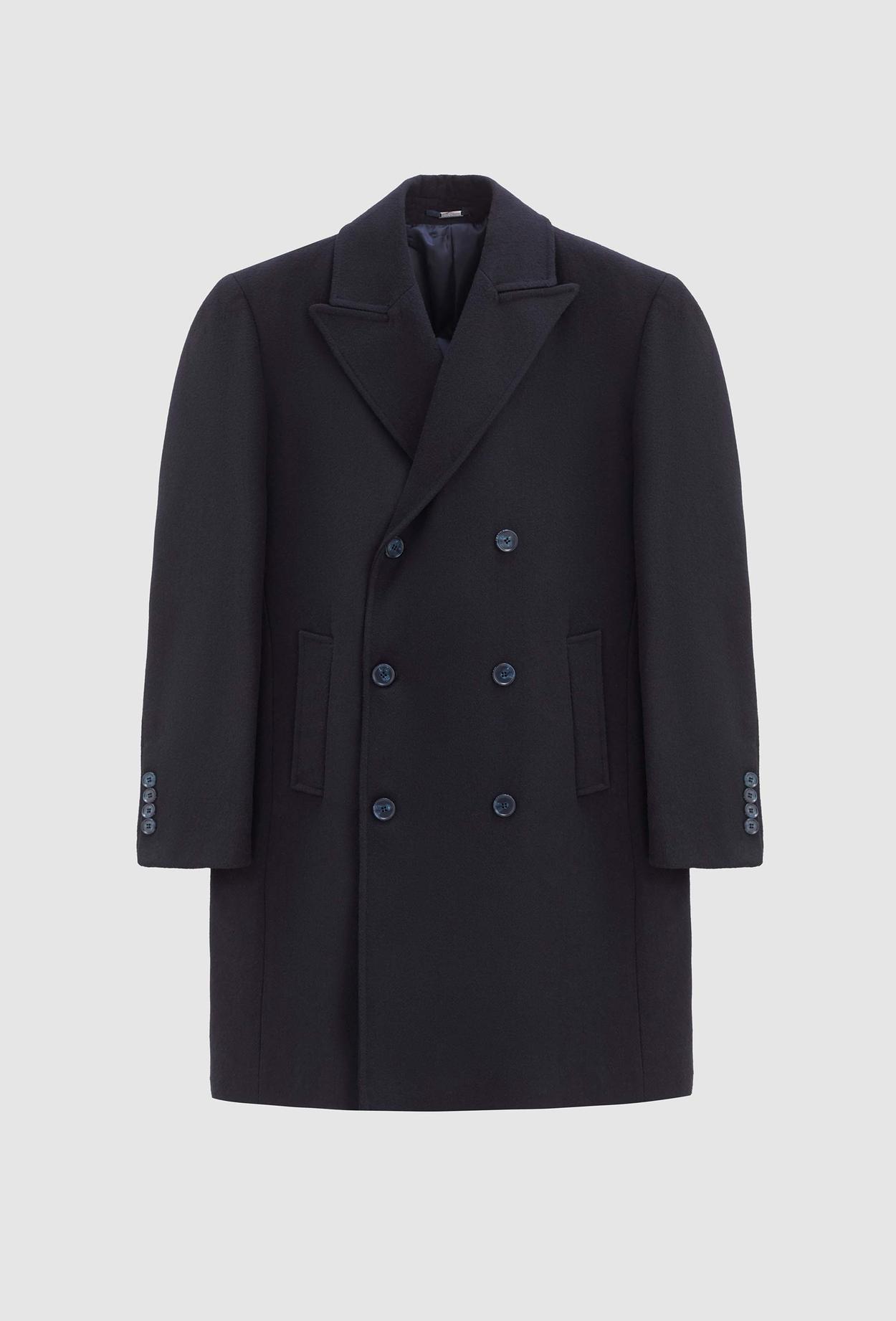 Ds Damat Regular Fit Lacivert Balıksırtı Kruvaze Palto