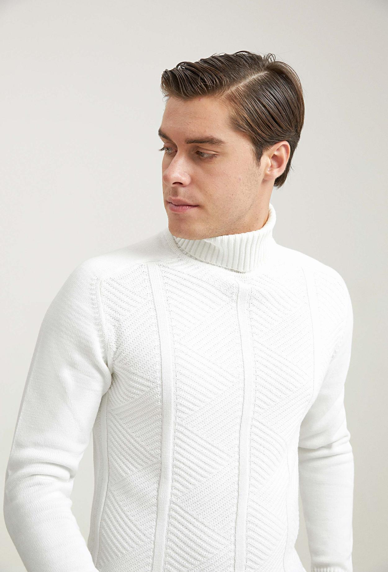 Twn Slim Fit Ekru Selanik Örgü Kazak