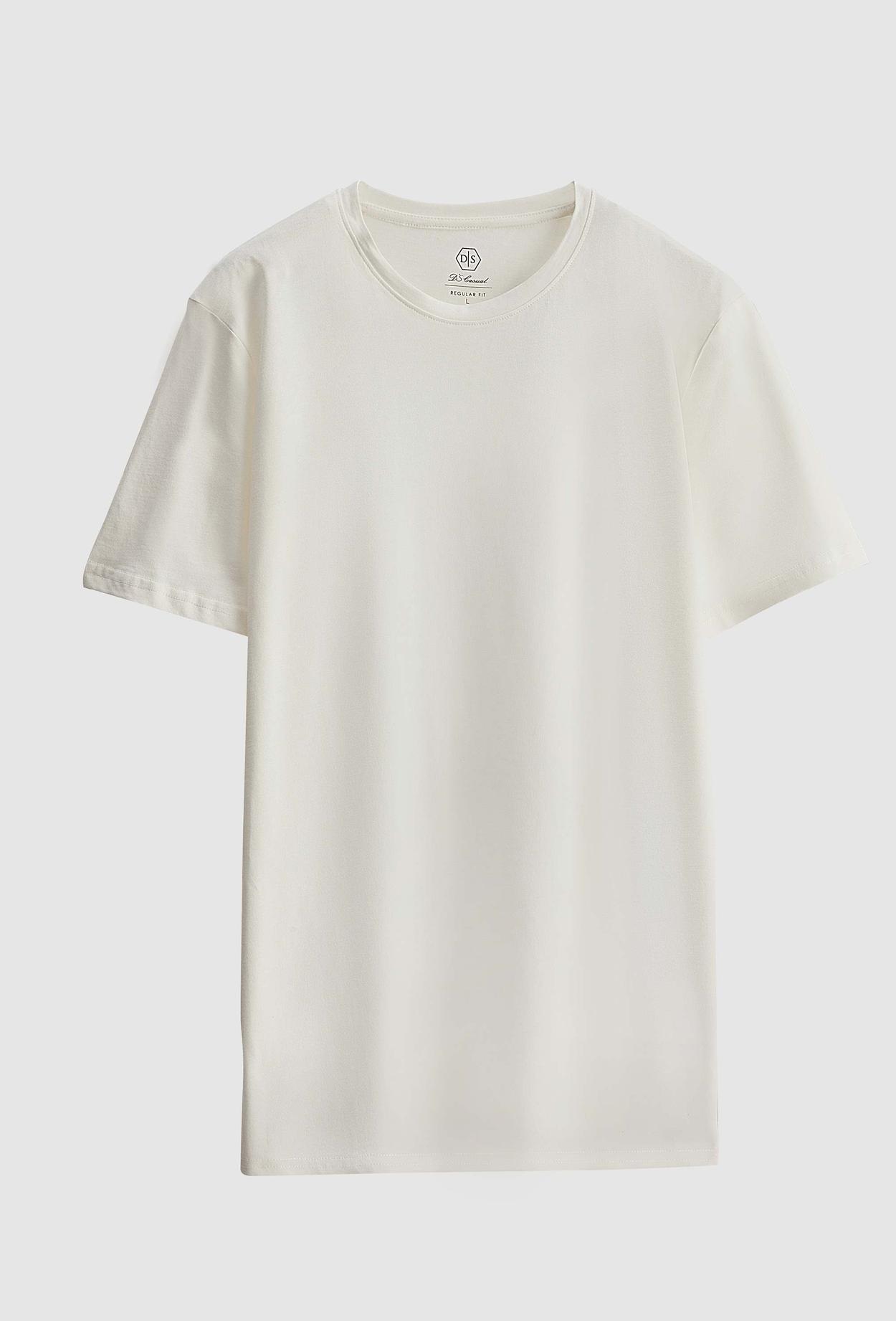 Ds Damat Regular Fit Beyaz Düz T-Shirt