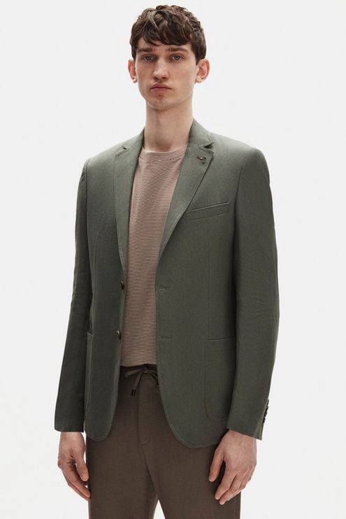 Tween Slim Fit Haki %100 Keten Kumaş Ceket - 8684478561229 | Damat Tween