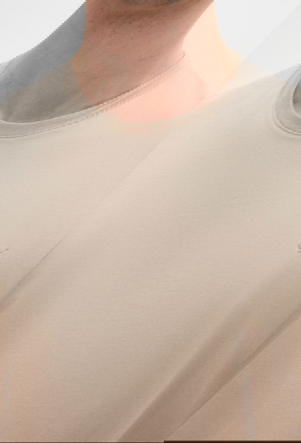 Ds Damat Regular Fit Bej Düz Nakışlı %100 Pamuk T-Shirt