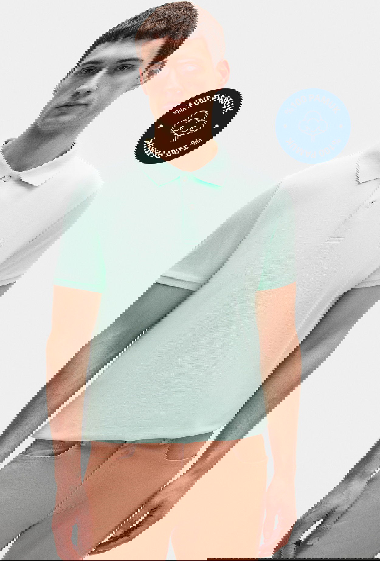 Ds Damat Regular Fit Mint %100 Pamuklu Uzun Ömürlü Kıvrılmaz Polo Yaka Nakışlı T-Shirt