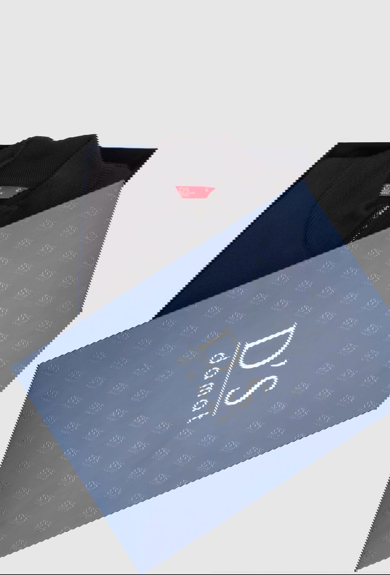 Ds Damat Slim Fit Siyah Kutulu Yarım Fermuarlı Triko Kazak