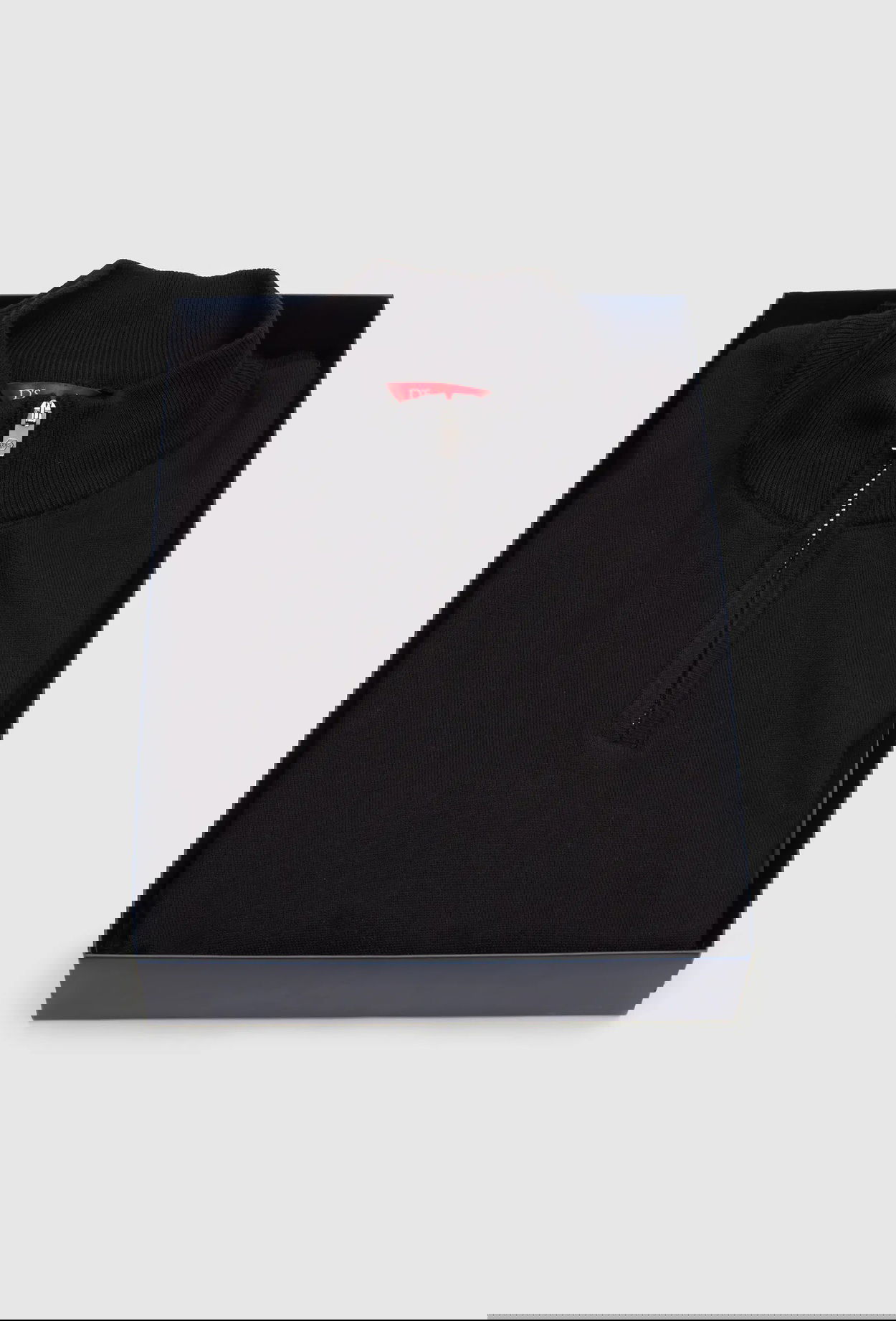 Ds Damat Slim Fit Siyah Kutulu Yarım Fermuarlı Triko Kazak