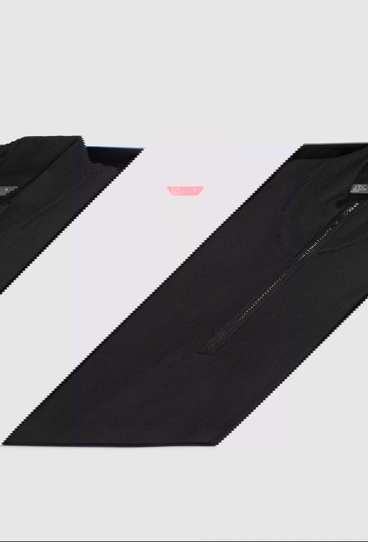 Ds Damat Slim Fit Siyah Kutulu Yarım Fermuarlı Triko Kazak