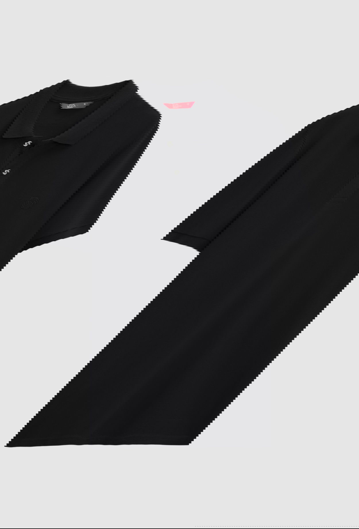 Ds Damat Regular Fit Siyah %100 Pamuklu Uzun Ömürlü Kıvrılmaz Polo Yaka Nakışlı T-Shirt