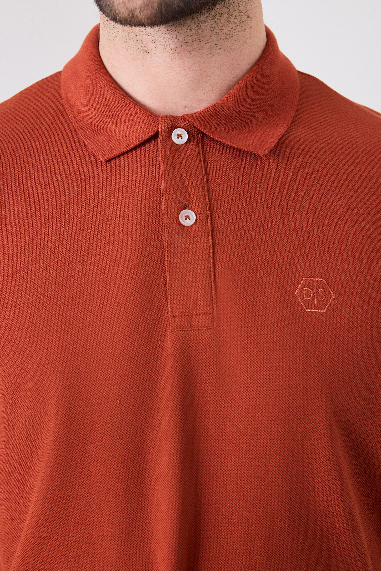 Ds Damat Regular Fit Kiremit %100 Pamuklu Uzun Ömürlü Kıvrılmaz Polo Yaka Nakışlı T-Shirt - 8682060911667 | D'S Damat